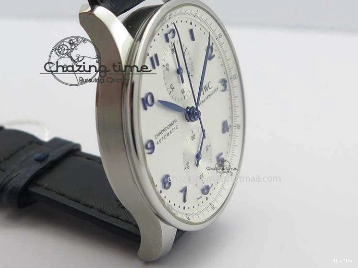 MIROTIME 0424 UrbanStyle Portuguese IW371446 ZF 1:1 Best Edition SS White Dial Blue Markers On Blue Leather Strap  A79350 V 7270